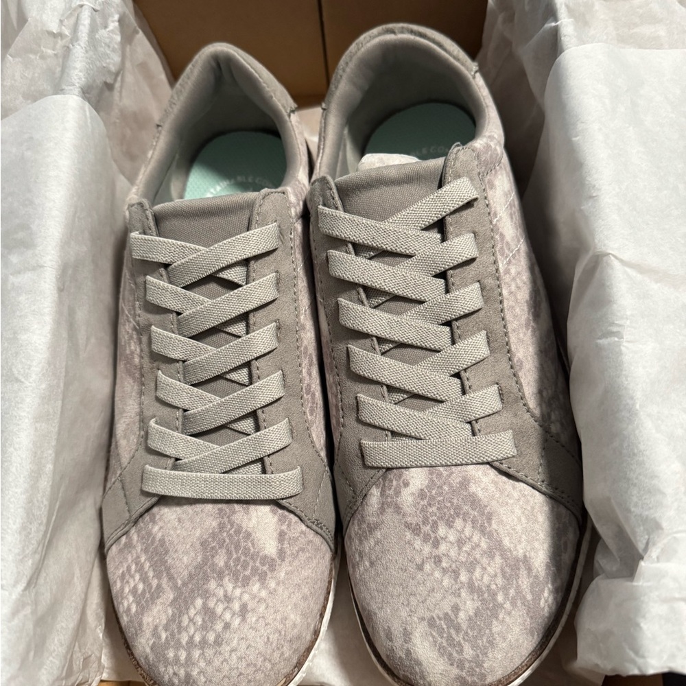 Dr. Scholl's Beige Snakeskin Sneakers (Seaside Gray)